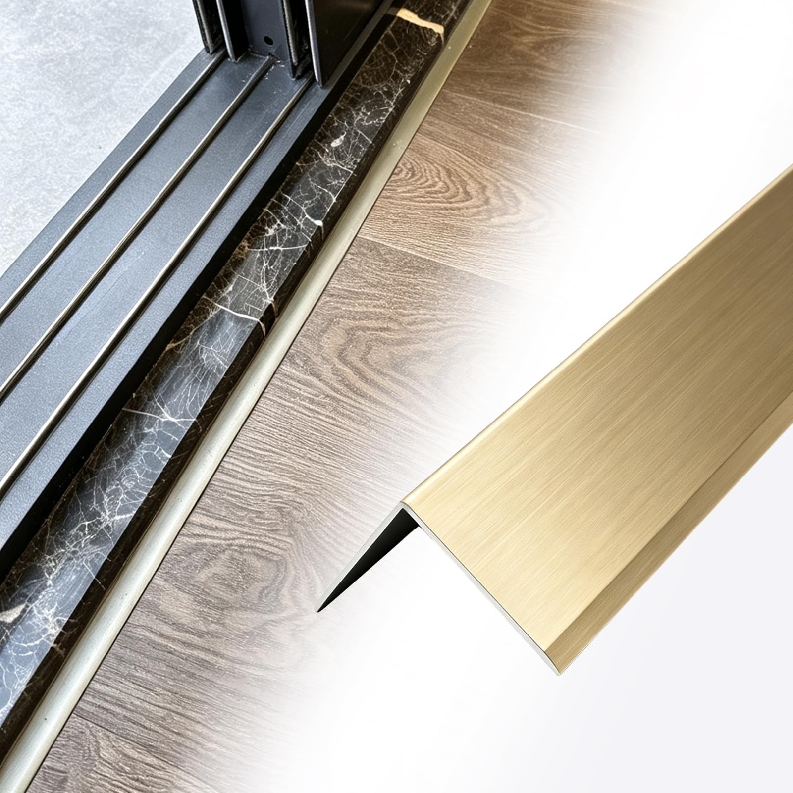 Perfil de acero inoxidable 304 para escaleras con remate premium brushed gold