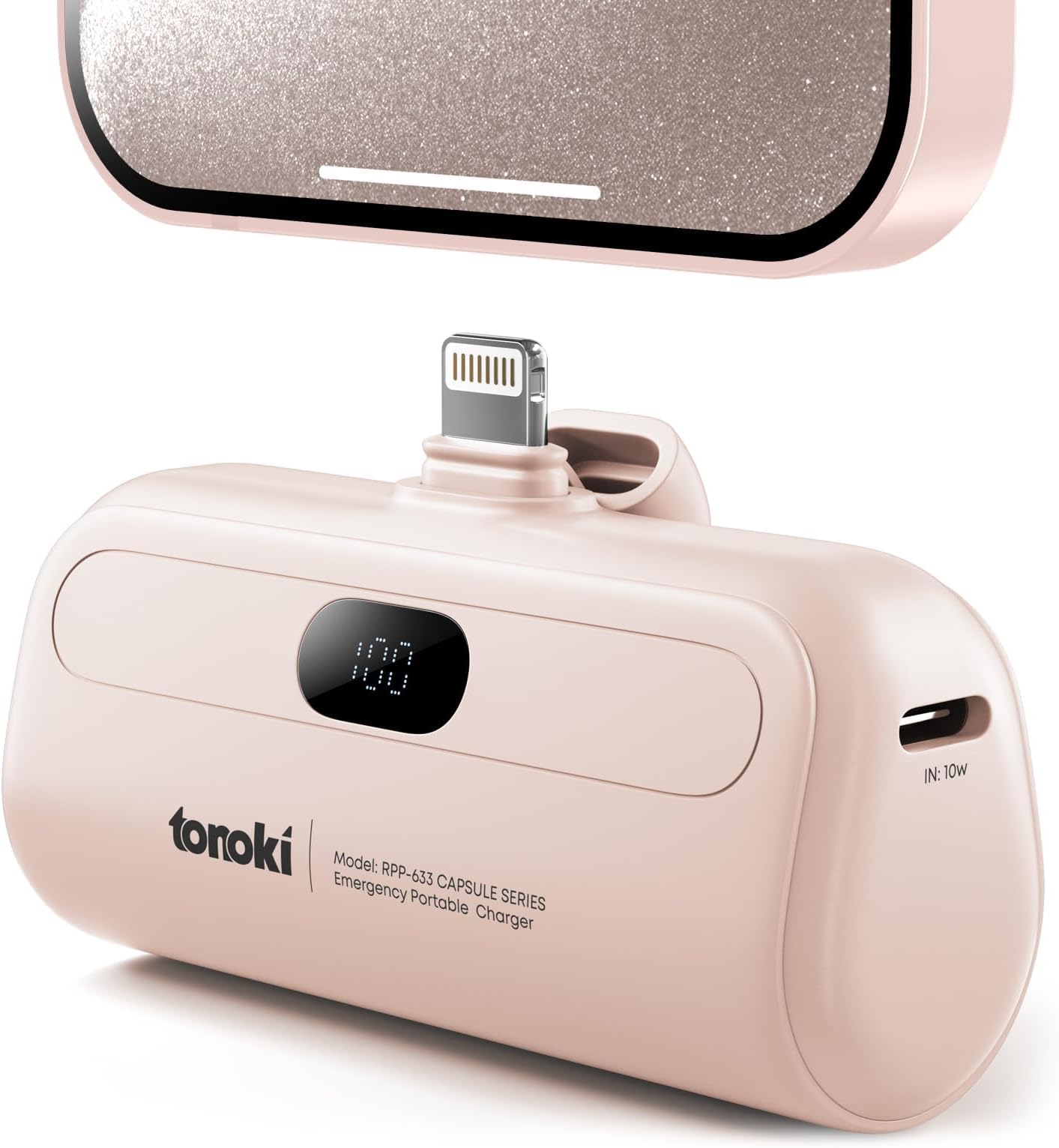 Amazon.com: Pink Small Portable Charger for Lightning Builtin Metal ...