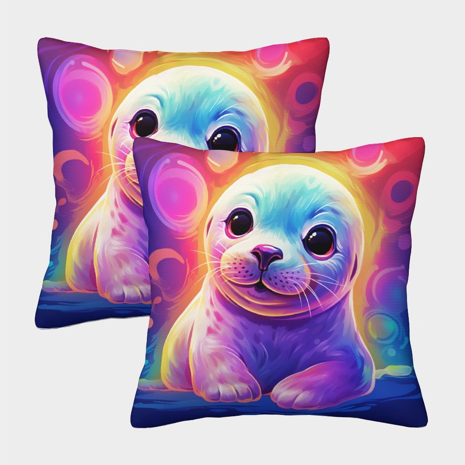 Nraopevvd Style-5 Baby Seal Cushion Cover 2 Pack Decorative Machine Washable Pillowcases Square Pillow Cases With Invisible Zipper Cushion Covers For Living Room Sofa Couch Bed Throw Pillow Case 50X50cm