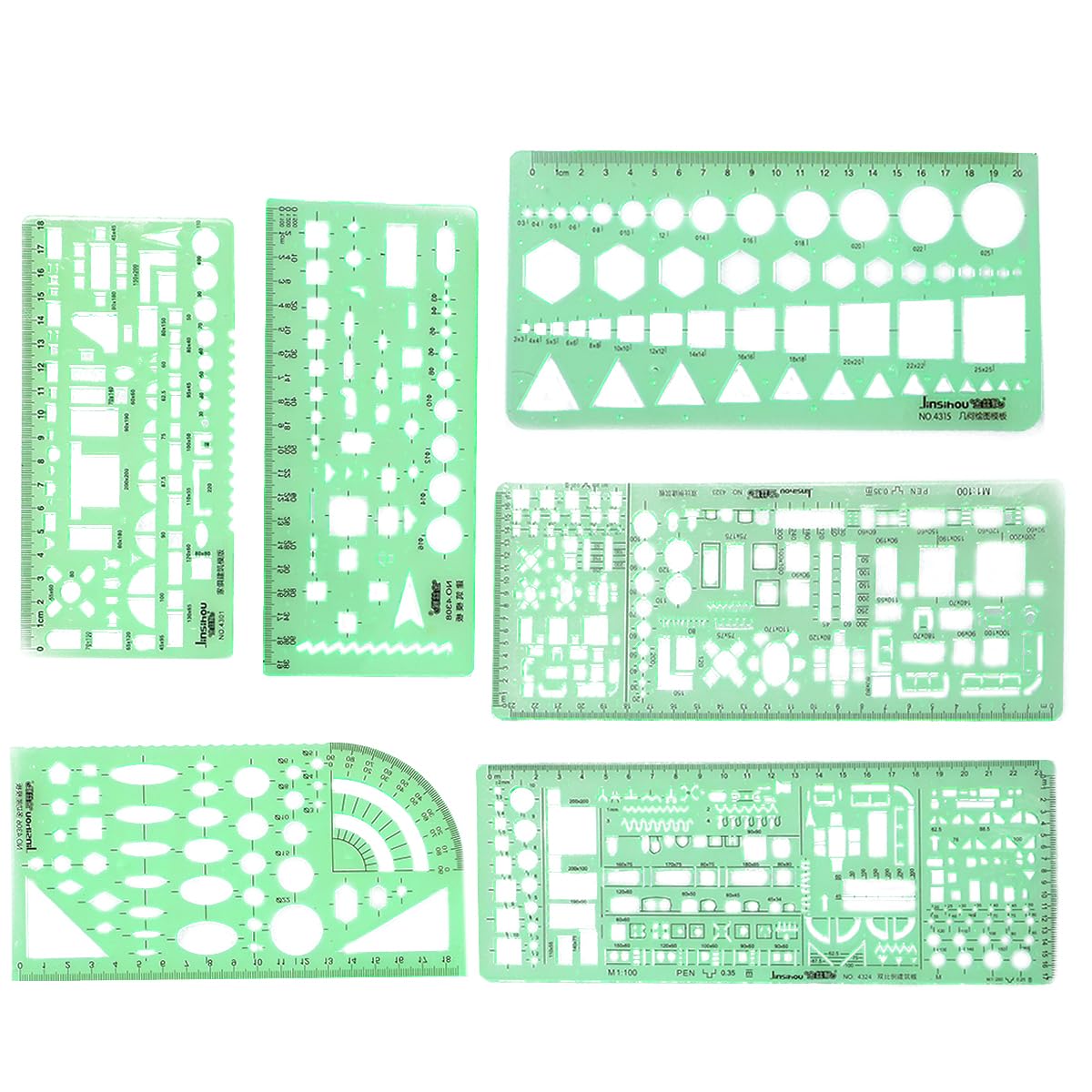 Disegno Righelli 6 Pezzi Modelli di Disegno Geometrico in Plastica Stencil per Ufficio Scuola