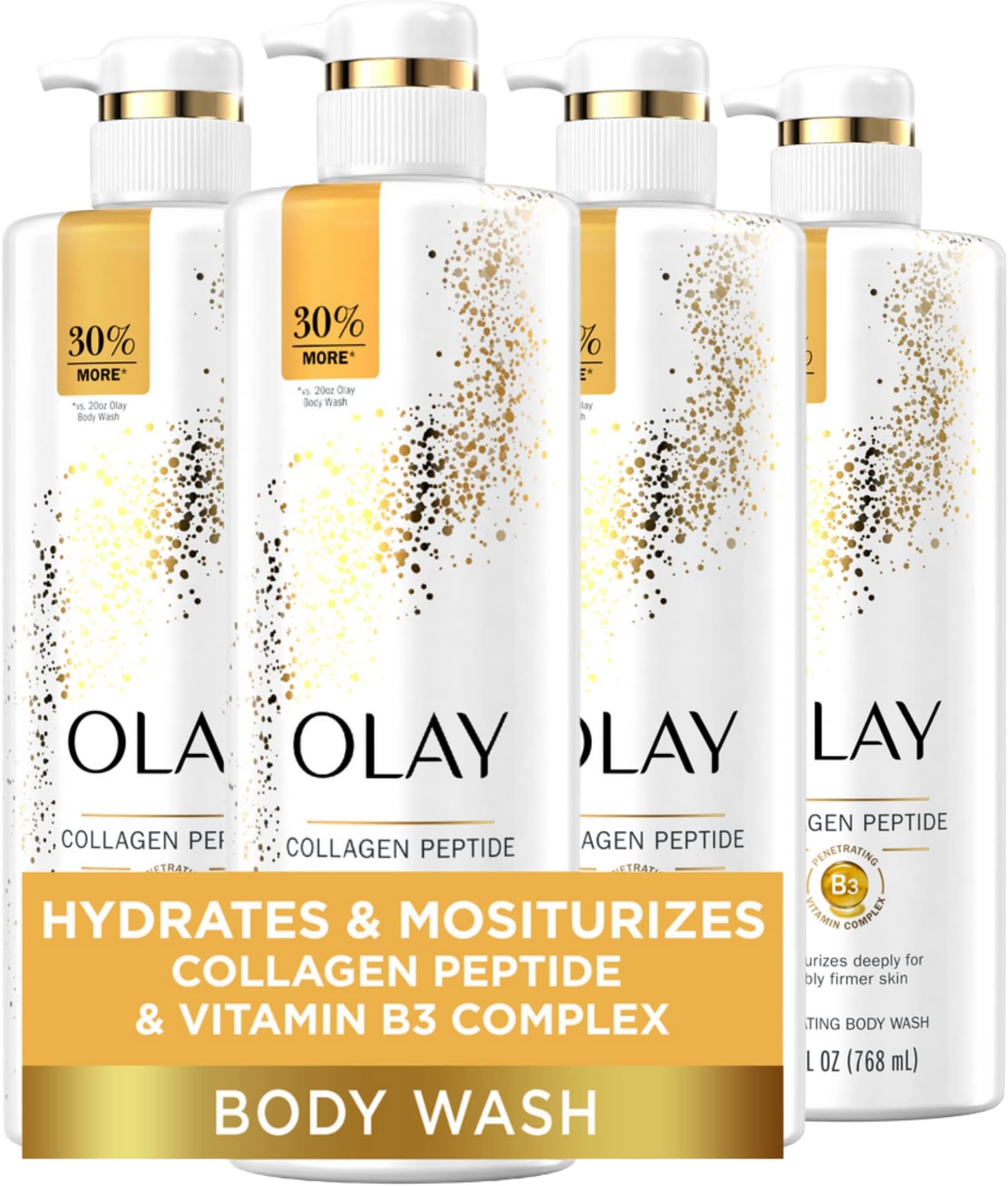 Olay Cleansing & Firming Body Wash with Vitamin B3 and Collagen, 26 fl oz (Pack of 4)