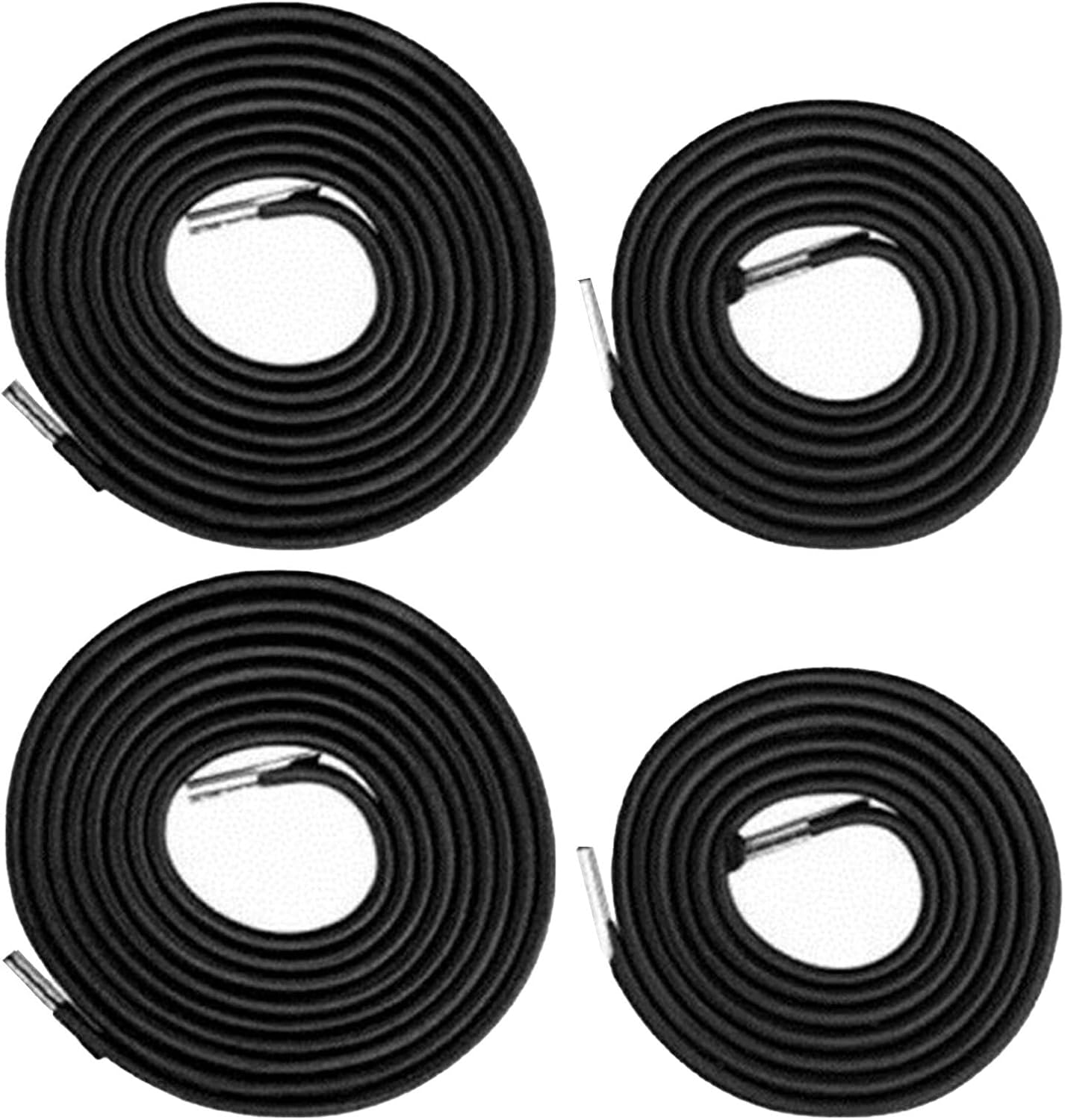 Elastic Cord Replacement Set Garden Sun Lounger Chairs – 8-Piece Pack (4 x 2.1m Long + 4 x 1.35m Short) Black Oxford Fabric Bungee Laces with Tips DIY Repair