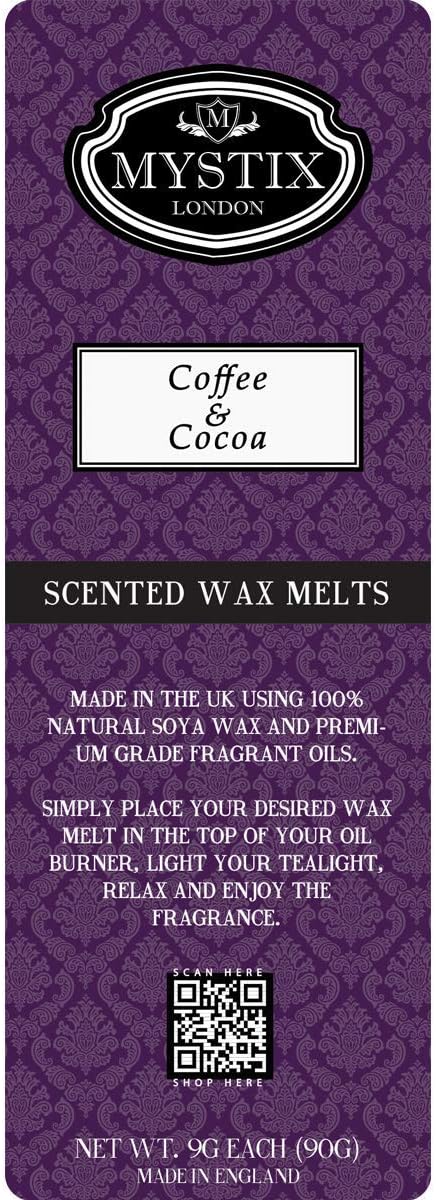 Mystix London | Coffee & Cocoa - Wax Melts Clamshell 5 x 90g (50 Cubes) | 100% Natural SOYA Wax | Best Aroma for Home, Kitchen, Living Room and Bathroom | Perfect as a Gift | Handmade in UK