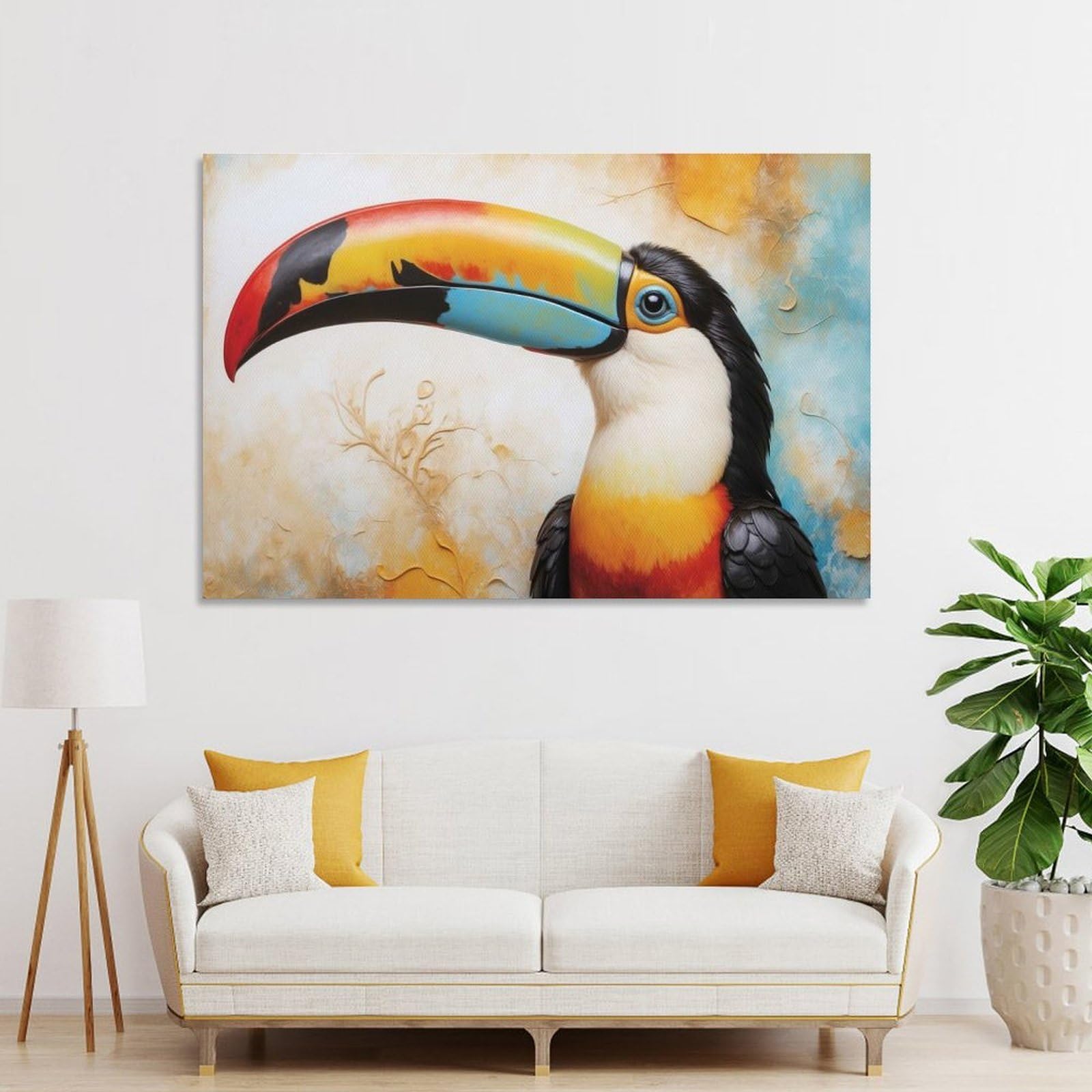 Junmoney Colorful Toucan Portrait Home Decor Wall Art 08x12inch(20x30cm), for Hallway, Bedroom Or Modern Interiors, Canvas Artwork with Gifting Potential