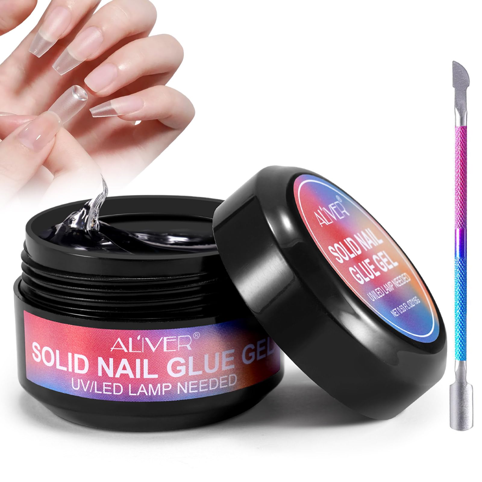 Solid Nail Gel Glue Super Strong,False Nail Art Glue Gel For Acrylic Nail Tips And Rhinestones,UV Extension Glue For Press On Nails Polish