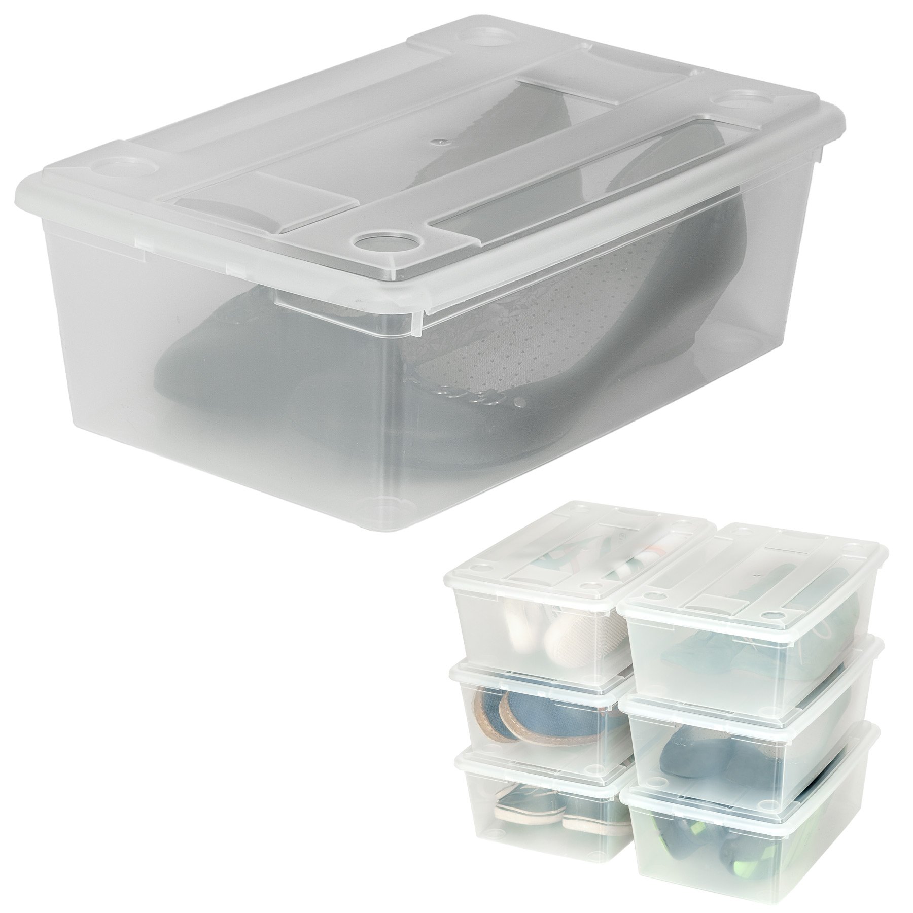 tectake Cajas de almacenaje de Zapatos Calzado Cajas plástico Transparente apilable 33x23x12cm - Varias cantidades - (4x6 | no. 402006)