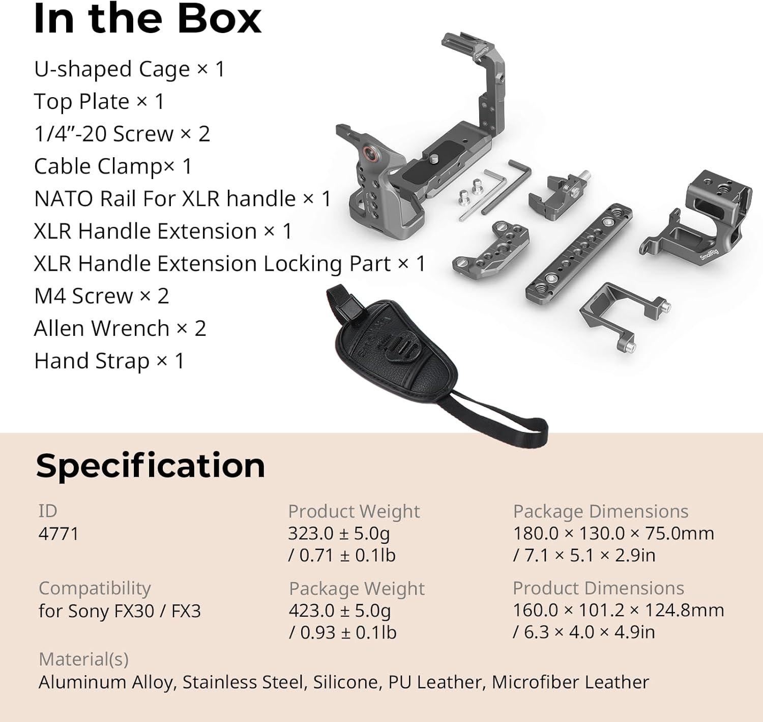 SmallRig FX3 / FX30 HawkLock Quick Release Camera Cage Kit for Sony with XLR Handle Extension, Wrist Strap and Cable Clamp for HDMI, QR Cold Shoe, NATO Rail/QR Plate for Arca,Titanium Gray - 4771 - Image 10