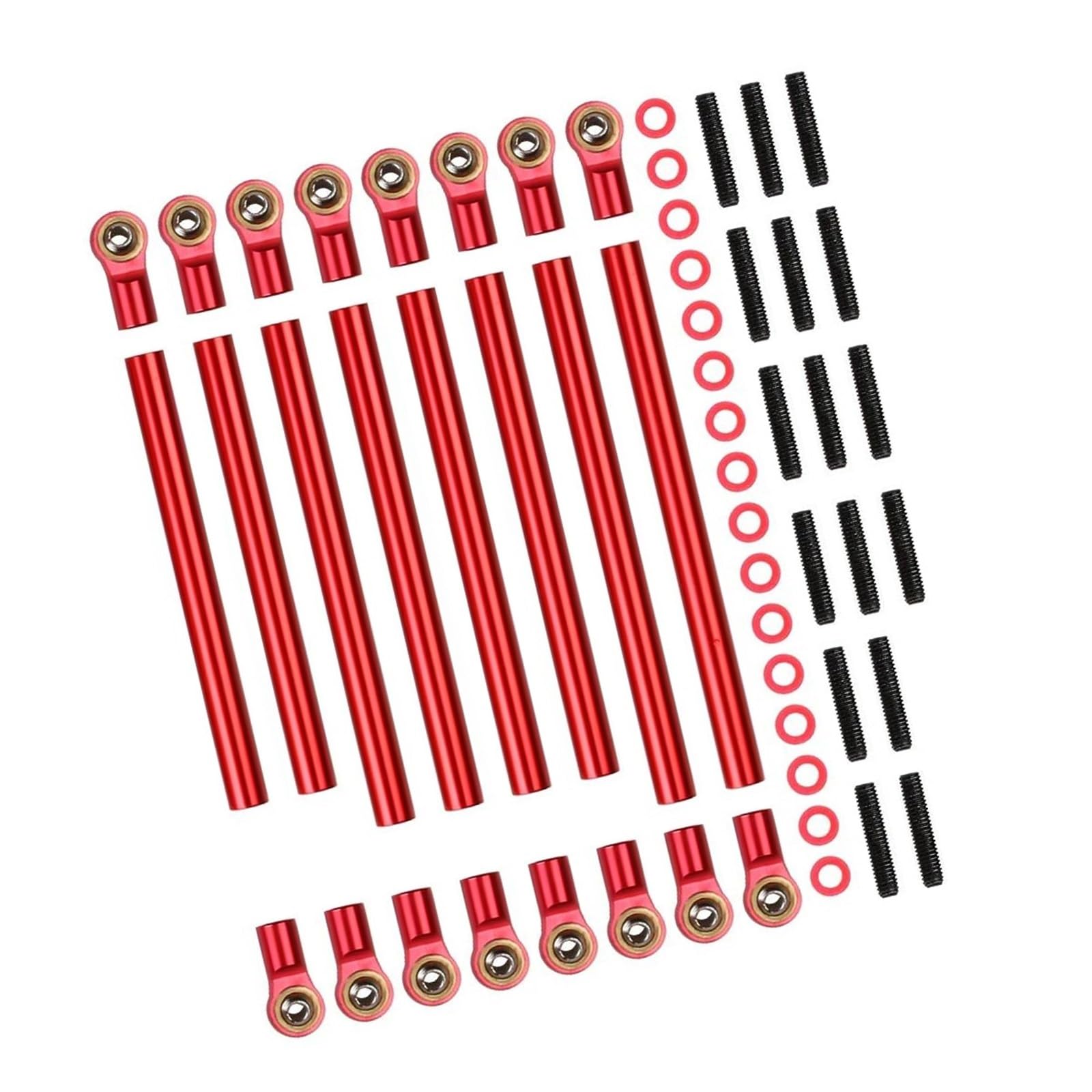 RC Upgrade Accessories for Axial for SCX10 1/10 Aluminum Alloy Link Rod Unassembled Kit 313MM Wheelbase RC Car Crawler Parts Modification Car Accessories 8pcs(Red)