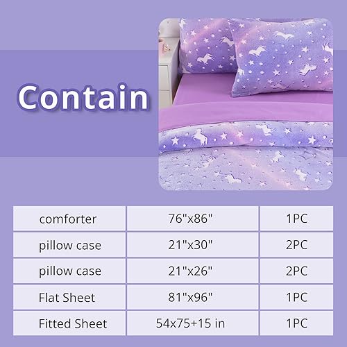 Miniatura 5 de ROYALAY Juego de edredón de 7 piezas para niños que brillan en la oscuridad juego de ropa de cama tamaño matrimonial para adolescentes y niños