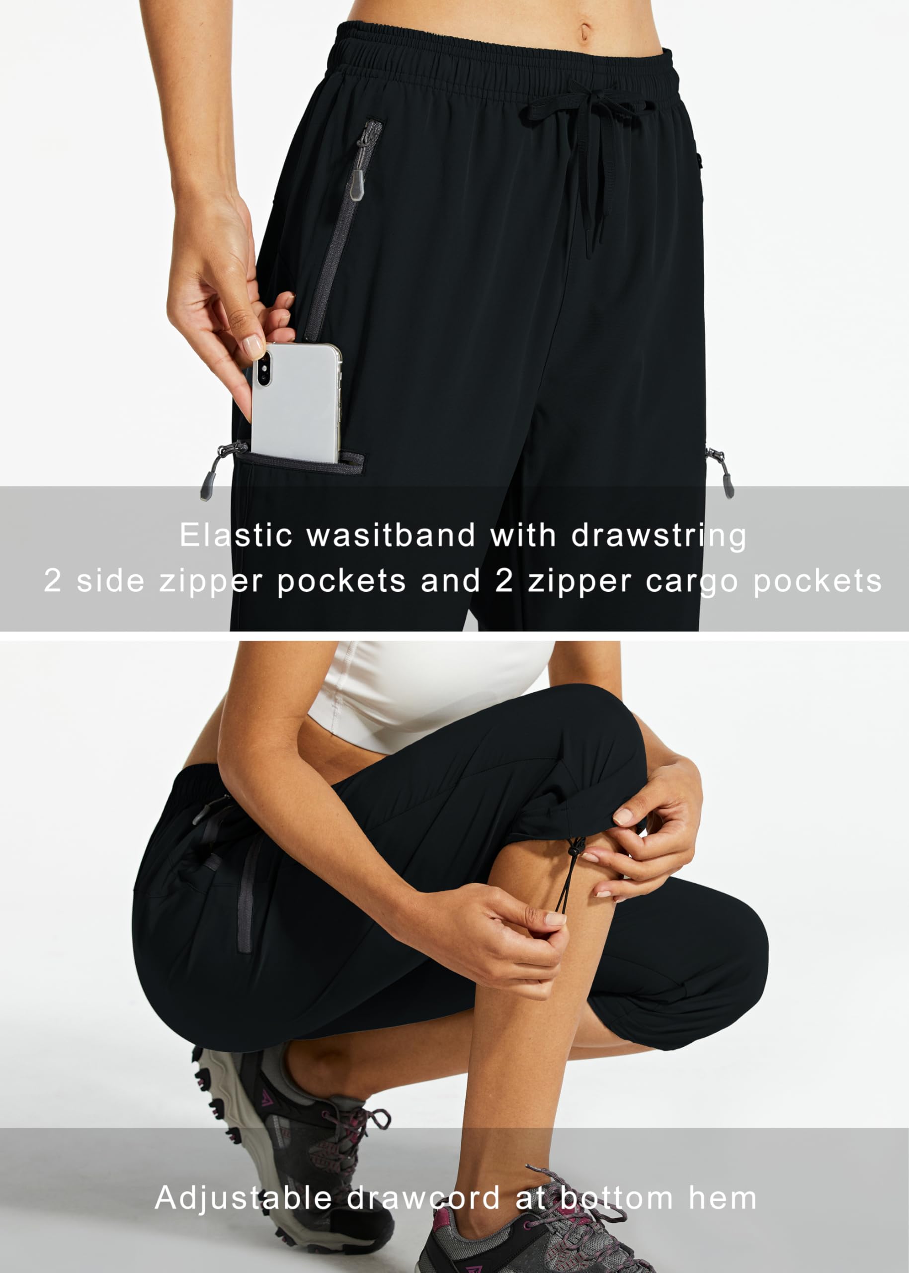 Libin Pantaloncini Trekking Capri Donna Estate Escursionismo Asciugatura Rapida Traspiranti Outdoor Running Shorts Atletico con Tasche Cerniera