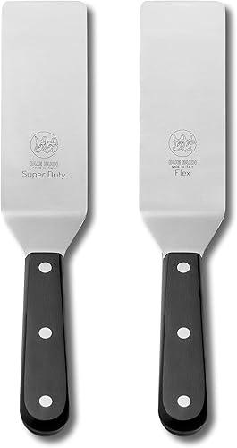 DUE BUOI Juego de espátula estrecha súper resistente y espátula estrecha flexible - dimensión de la hoja 2" x 6" 1/3 - Bueno para hamburguesas