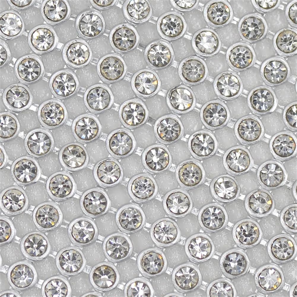 Tissu de strass cristal transparent de haute qualite en maille d'aluminium argent 45x120 cm