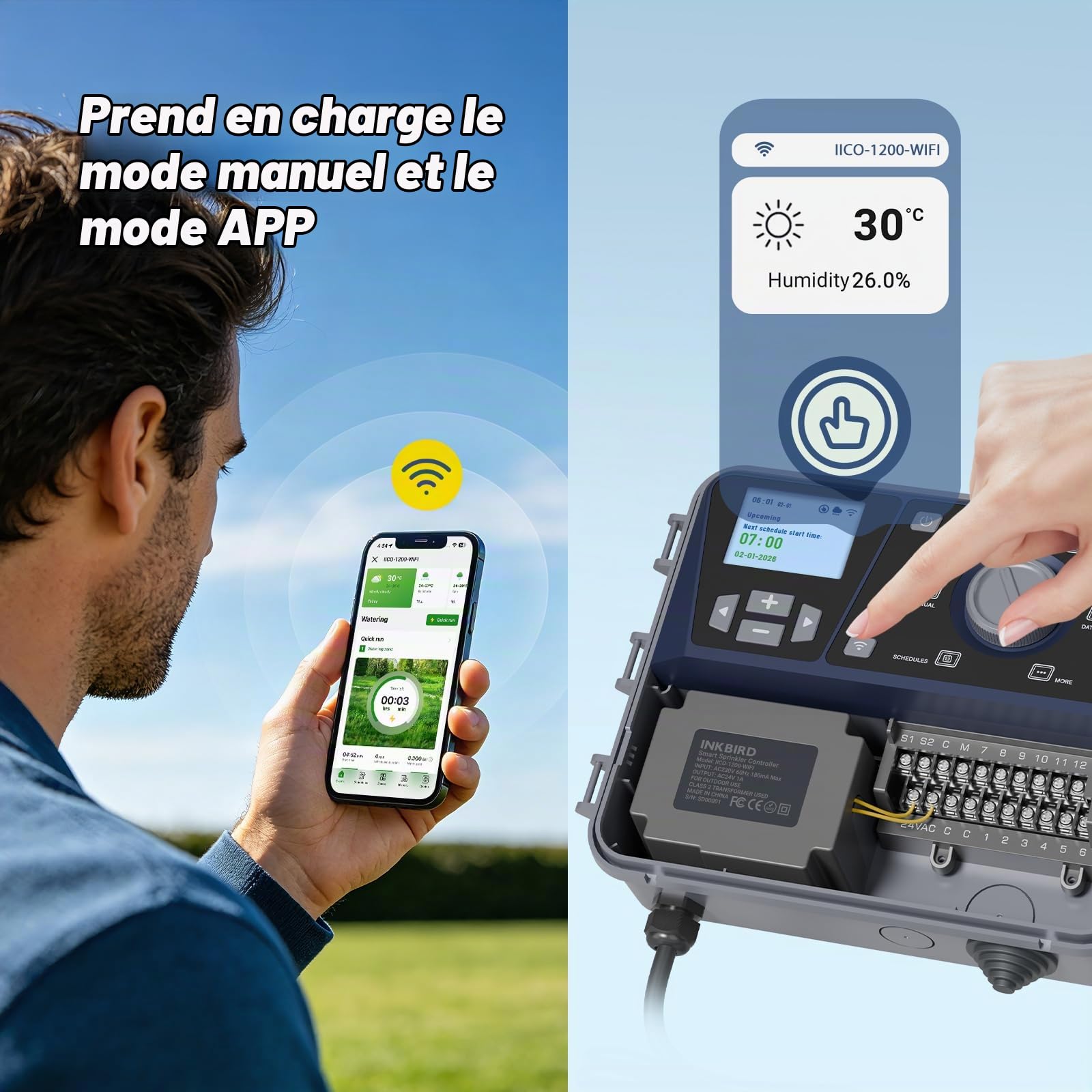 Inkbird Programmateur Arrosage Connecté WiFi, 12 Voies, Boîte de Protection | Contrôle APP,16 Programmes d'arrosage,Fonction Météo Intelligente,Minuteur Arrosage Automatique pour Jardin Pelouse