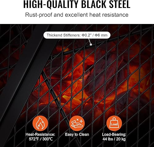 Miniatura 4 de VEVOR X-Marks Rejilla para Parrilla de Hoguera, Rejilla de Cocción Redonda Plegable, Rejilla de Parrilla BBQ de Acero Resistente para Fogata con
