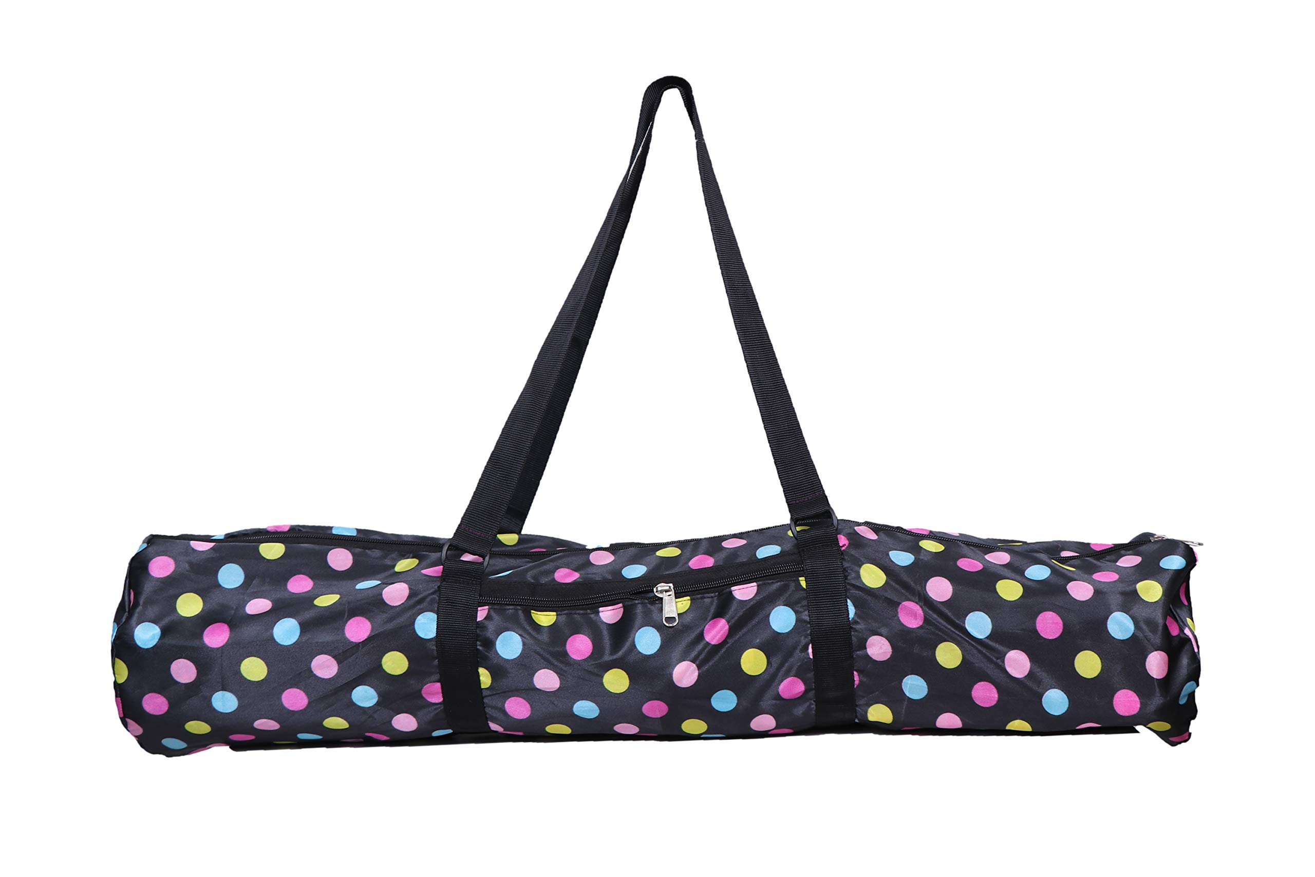 MBW Yoga mat Bag Full Zip for Women || Black and Polka dots ||-image-30