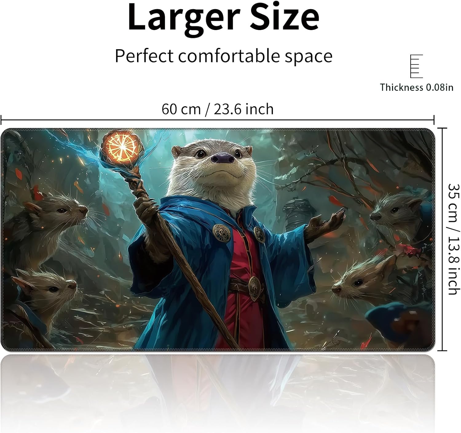 Playmats 24 x 14in(TCG MTG Trading Cards,Free Storage Bags,Waterproof Non-Slip Rubber Backing,Stitched Edges)- Otter Wizard