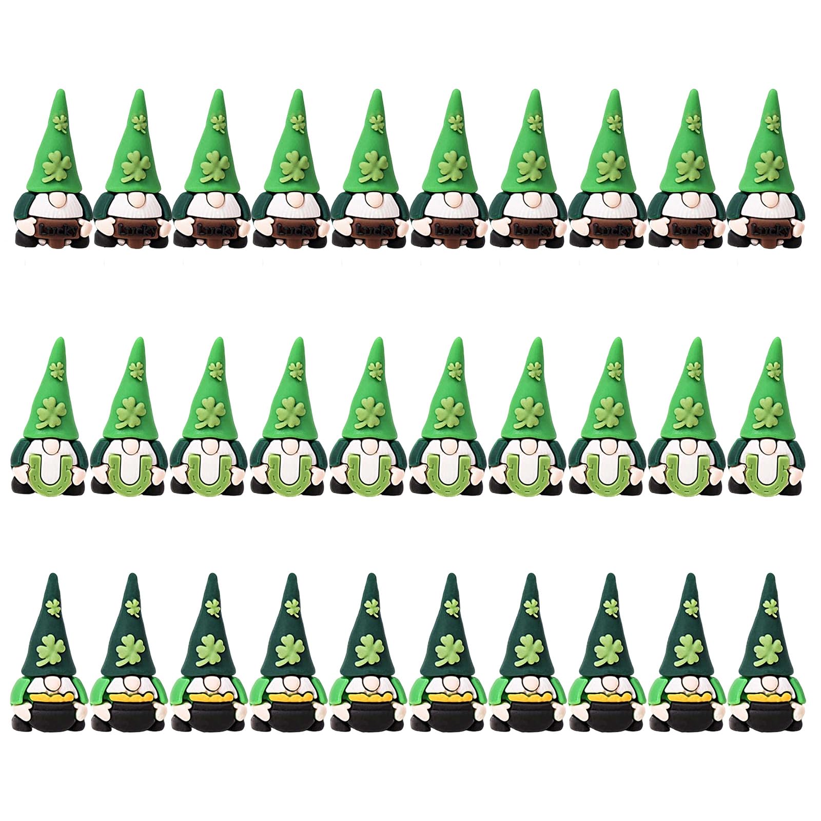 Hredyqw 15/30 Minis Patrick's Day Gnomes Minis Figures Miniature Gnomes Figurines Tiny Green Irish Shamrocks Statues