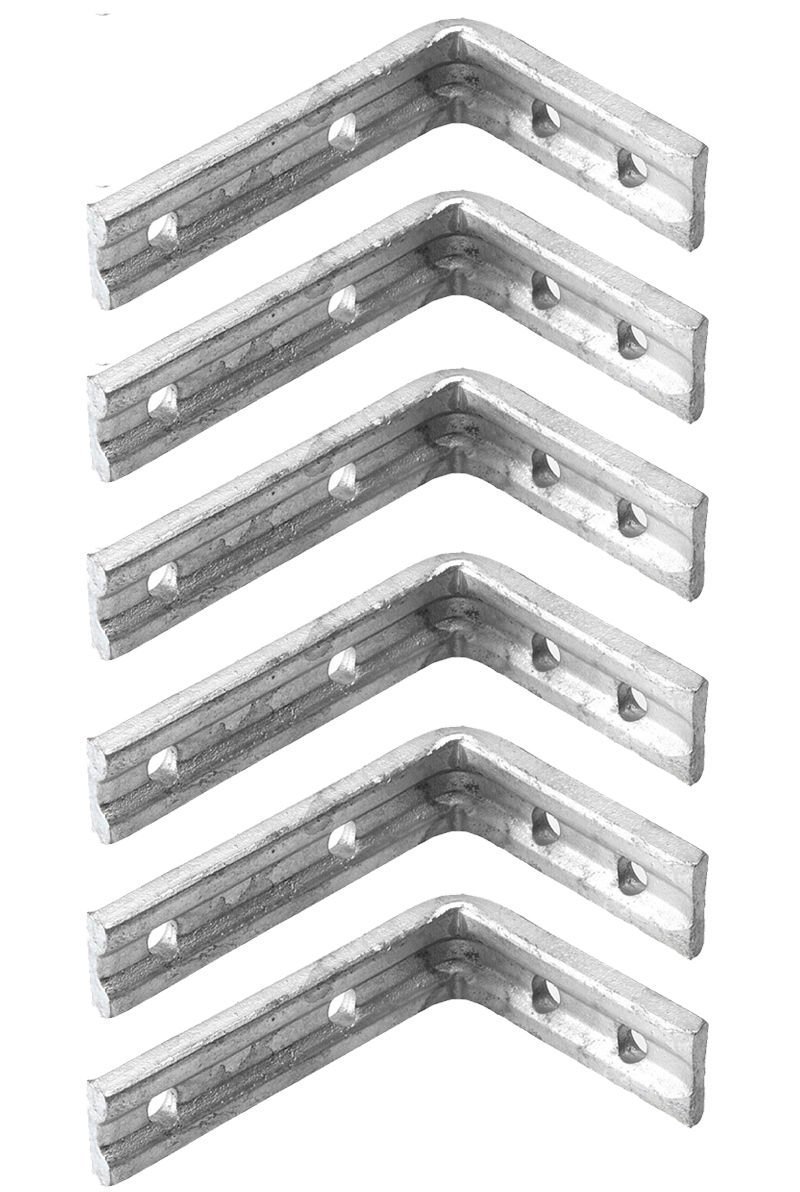 Heavy Duty Galvanised Shelf Bracket 6 Pack - 6x5" / 150x125mm