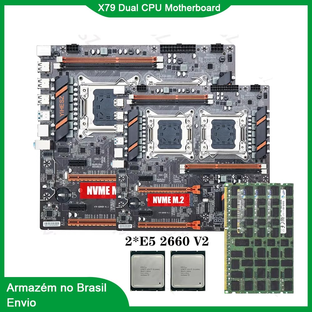 Conjunto de placa-mãe X79 Dual CPU com 2 processadores E5 2660V2