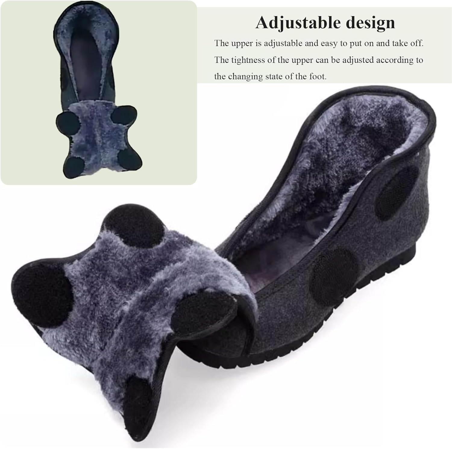 Diabetic Shoes for Men Womens Wide Width Lightweight Snow Boots Non Slip Adjustable Breathable Warm Plush House Slippers for Arthritis Edema Swollen