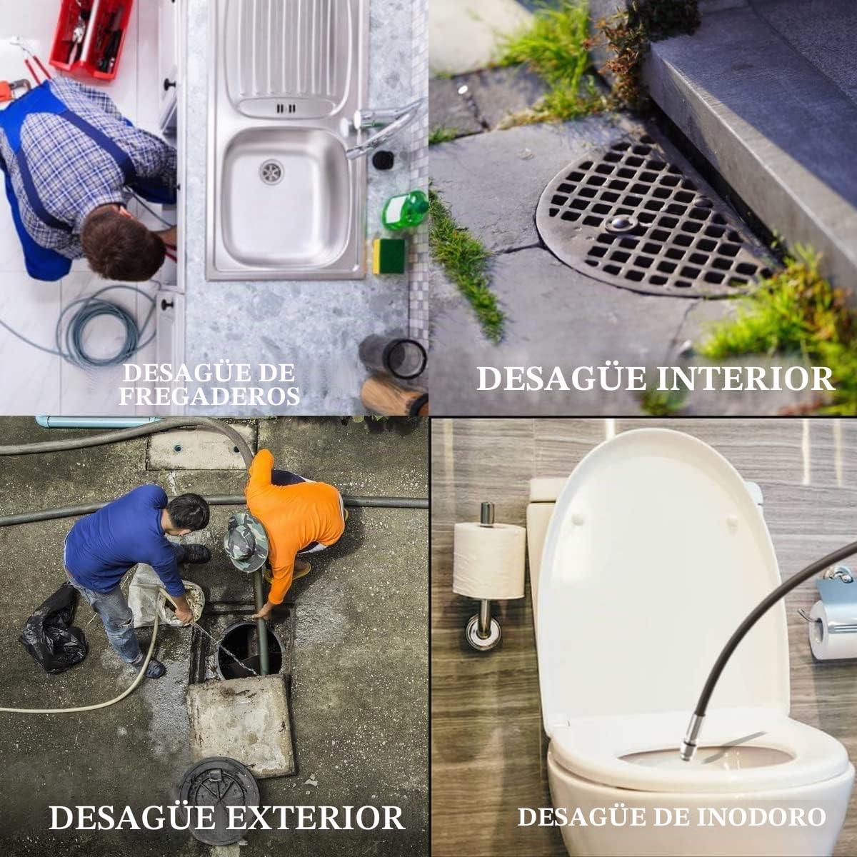15M Tuyau Déboucheur Canalisation pour Nettoyeur Haute Pression Kärcher K2 K3 K4 K5 K6 K7 HD HDs, 180Bar Kit Furet Professional avec Buse à Jet et Rotatif & Adaptateurs pour Lavor Parkside & Bosch