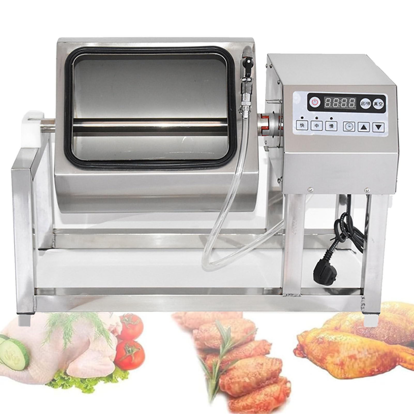 Máquina Marinadora Al Vacío De 18 Litros, De Acero Inoxidable Apto Para Uso Alimentario, Para Cecina, Salchichas Y Tocino, Con Rotación Bidireccional Y Control De 3 Velocidades, Para Uso Doméstico Y