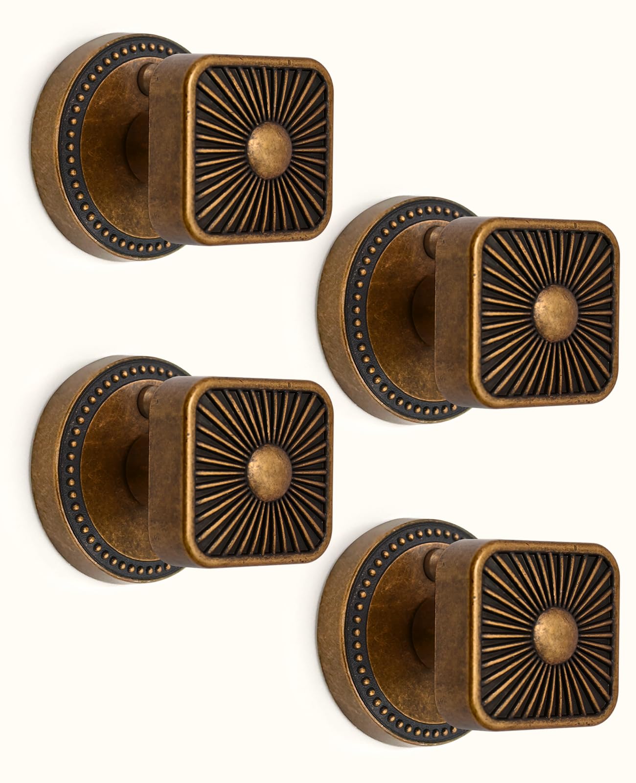 Antique Brass Door Knobs with Lock - 4 Pack -1
