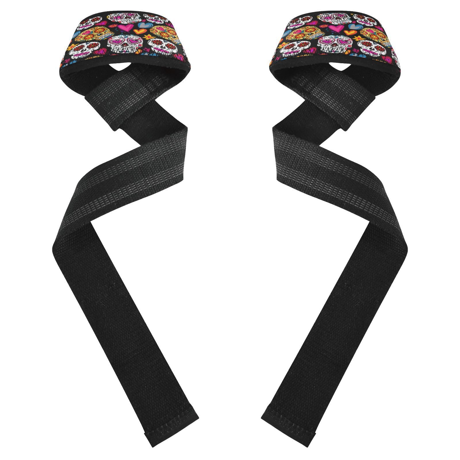 STAYTOP dead Sugar Skulls Wrist Straps for Weightlifting,Lifting Straps with Neoprene Cushioned Wrist Padded and Anti-Skid Silicone for Strength Training,Bodybuilding,Deadlifting