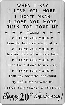 CPLJW 20th Anniversary Card Gifts for Him, 20 Year yr Anniversary Romantic Wallet Card Gifts for Couple Wife