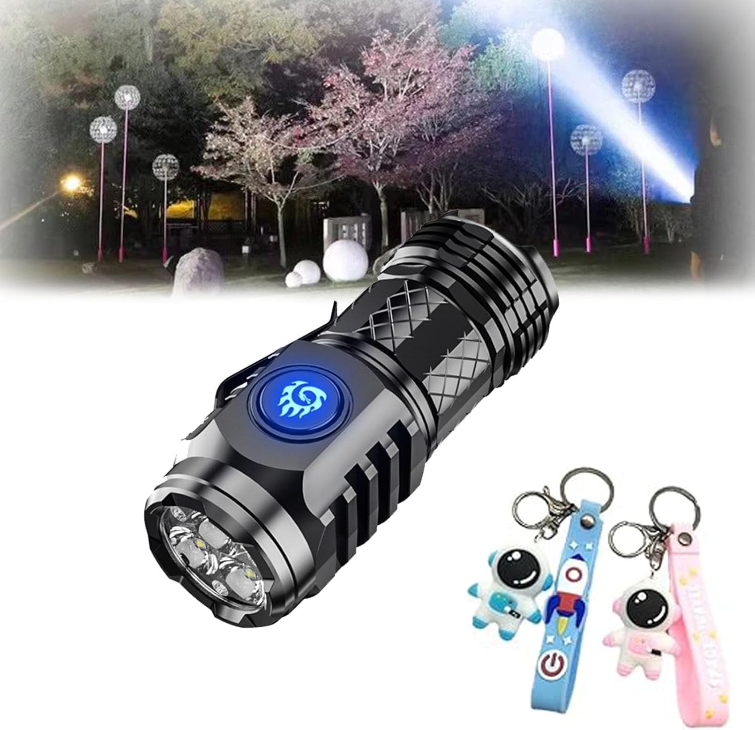 Three-Eyed Monster Mini Flashlight Rechargeable, German Three-Eyed Monster Mini Flash Super Power Flashlight, Slim Portable Pocket Compact Torch for Home Camping (Black)