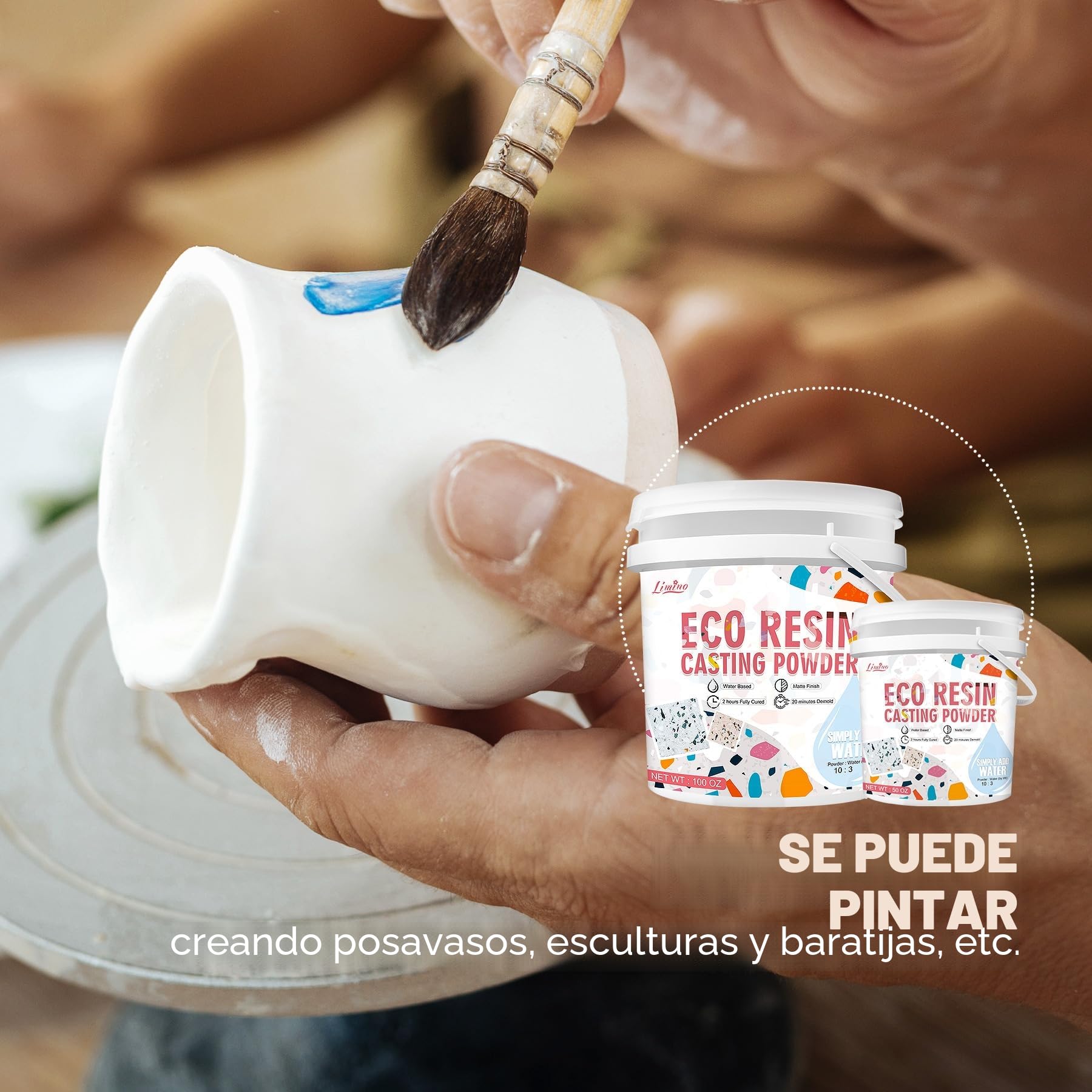 Polvo de fundición de resina Eco - 2.8kg kit de polvos de resina de cerámica, curado rápido, fácil de desmoldarse - sin tóxico, inodoro, yeso escultura para manualidades de arte doméstico de bricolaje