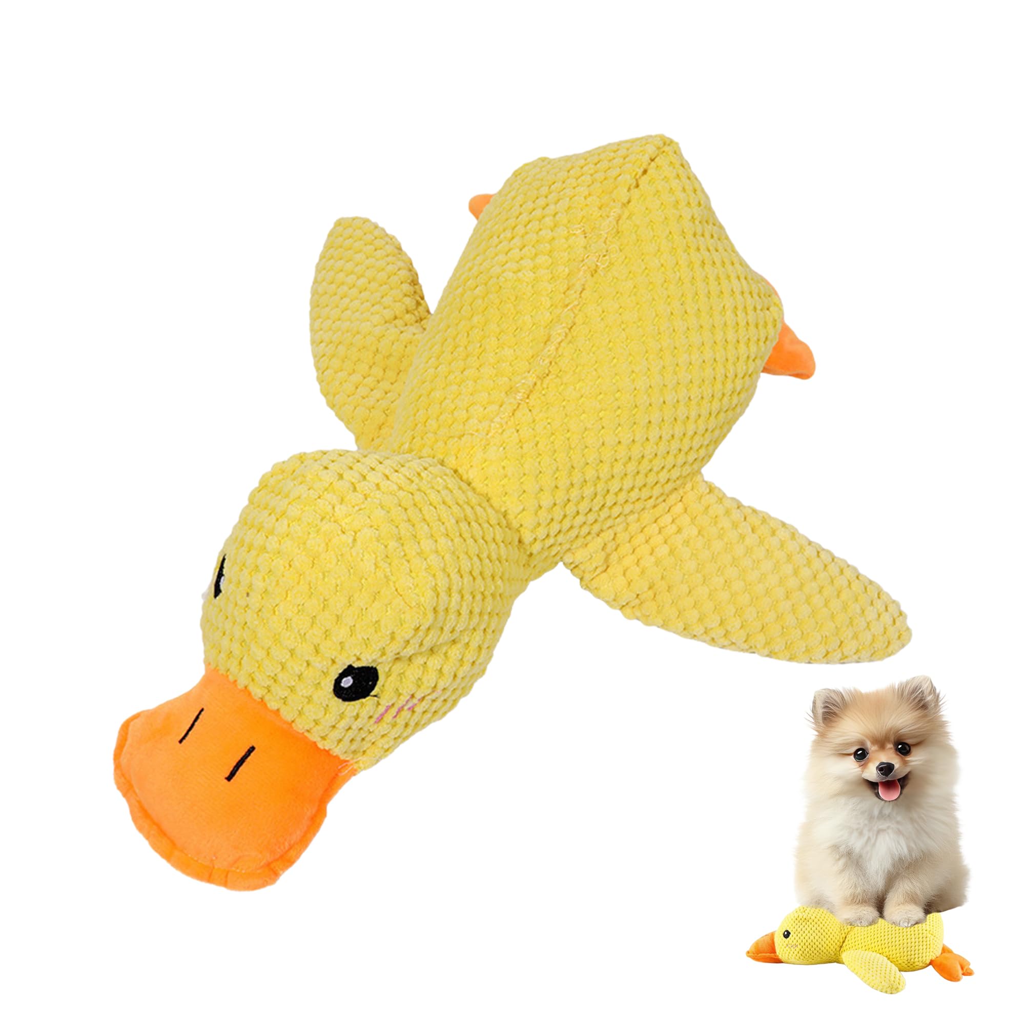 Gxdamxz Calming Duck Toy for Dogs, Calming Ducks Anti Stress Squeaky Plush Toys, Yellow - 11.8"x8.7"
