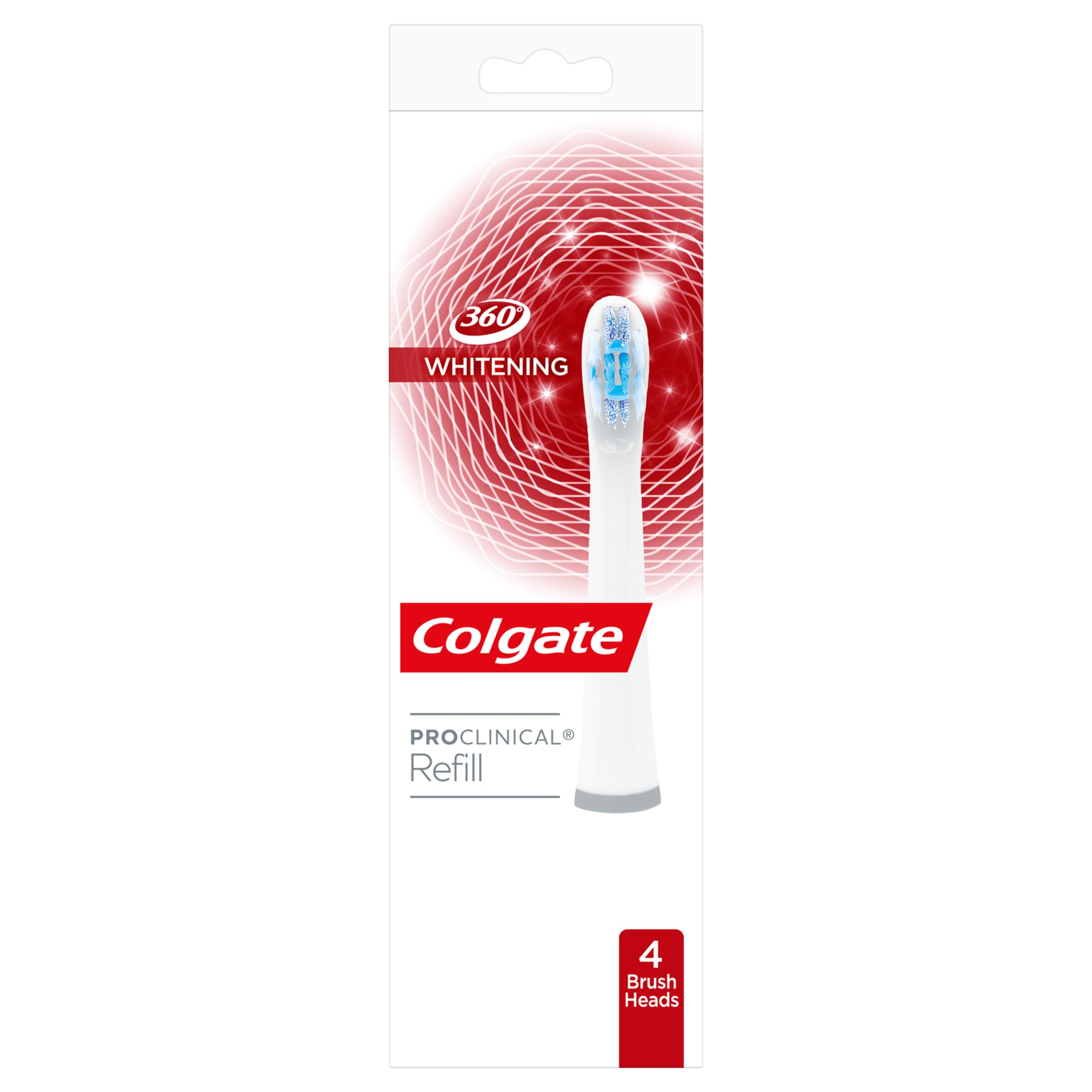 Colgate ProClinical 360° Whitening Electric Toothbrush Heads Refill, Pack of 4 - Helps Whiten teeth - Removes surface stains