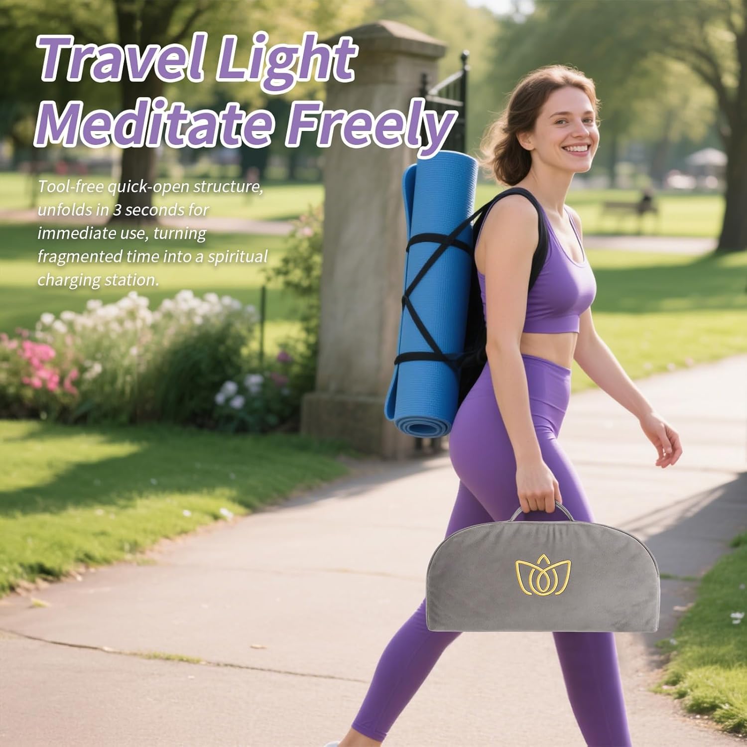 Bamboo Meditation Bench, Folding Meditation Stool with Velvet Cushion & Carry Bag, Seiza Prayer Stool, Kneeling Meditation Bench for Yoga, Mindfulness & Zen Practice