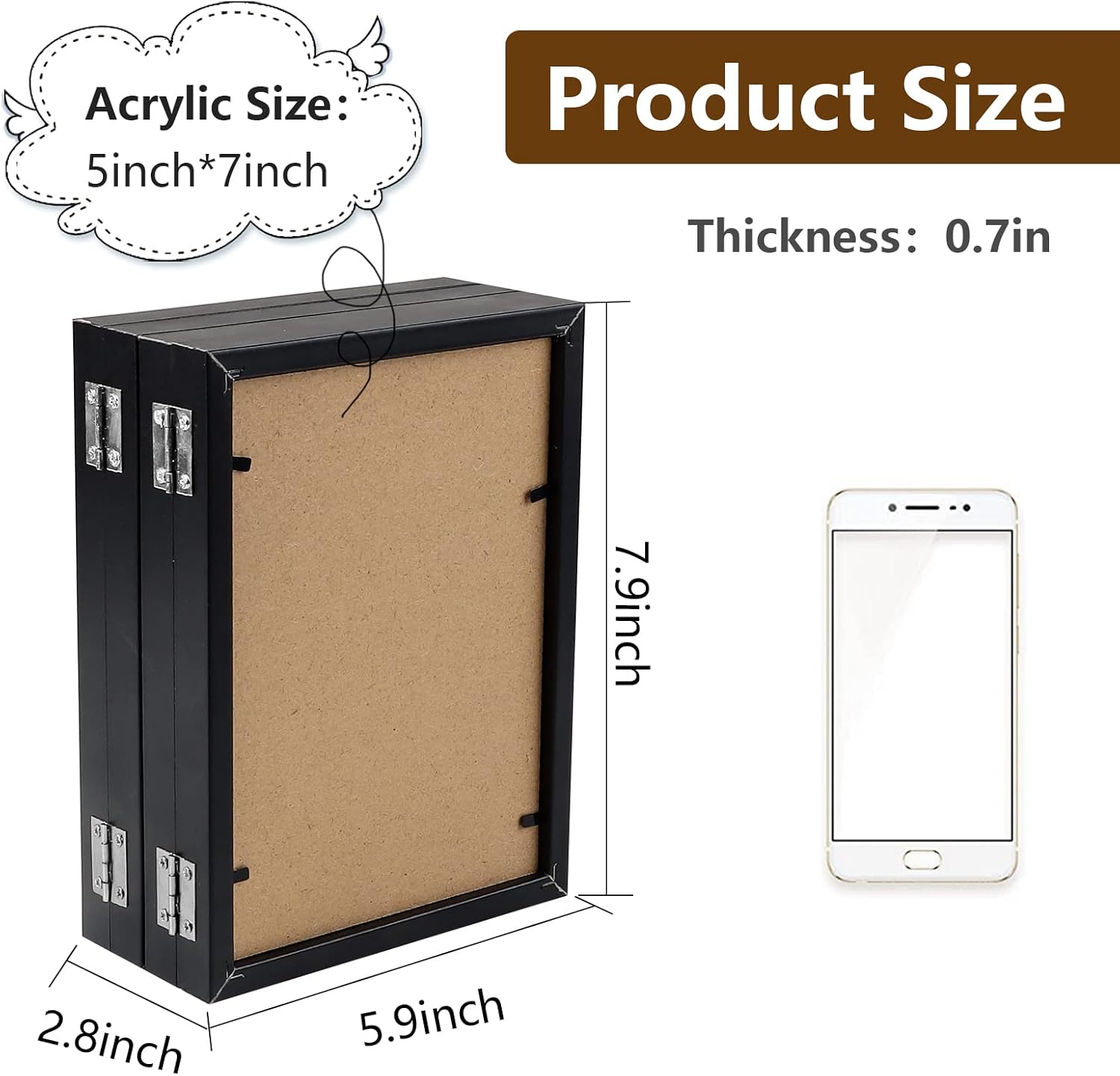 POILKMNI 4 Folding 5x7 Inch Hinged Picture Frame High Definition Natural Wood Picture Frame Rustic Desktop Acrylic Frame Family Photo Collage for Birthday Father's Day Christmas Family Lover Gift