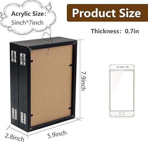 Miniatura 6 de POILKMNI 4 portarretratos plegables de 5 x 7 pulgadas con bisagras de alta definición, de madera natural, marco de acrílico rústico para escritorio,