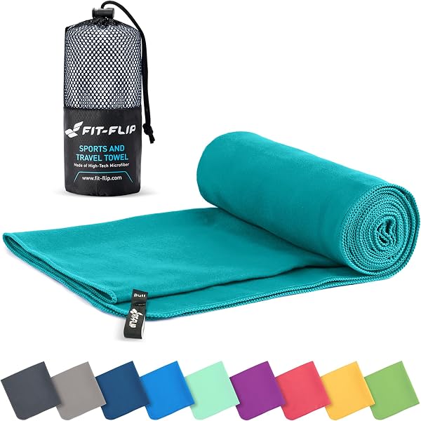 Fit-Flip Serviette Microfibre - pour Le Sport, Musculation et la Piscine - compacte, Ultra-légère et Rapidement sèche - Parfait pour Natation, Plage et Voyage - 1