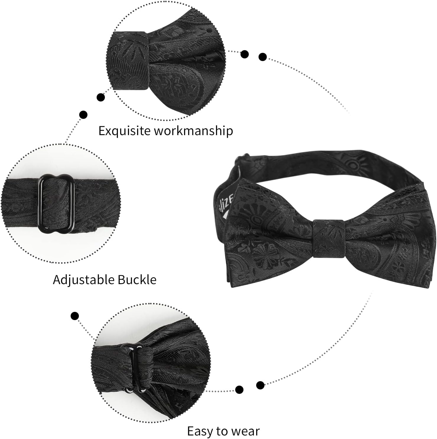 Alizeal Boys Classic Paisley Adjustable Pre-tied Bow Tie - Image 3