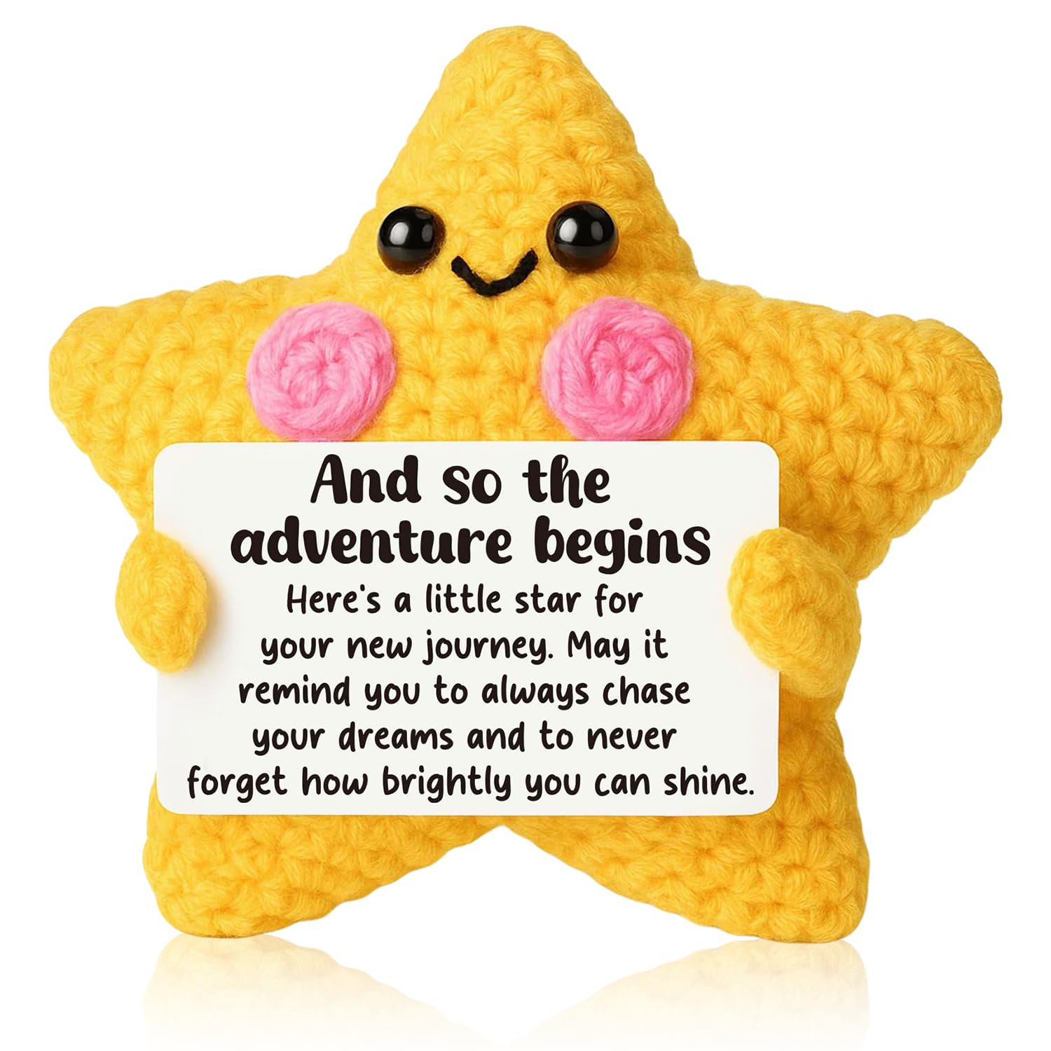 Crochet Star Positive Gift Emotional Support New Job Beginnings Gifts, Leaving Gift for Colleagues Friend, Motivational Desk Decor for Women Men, Congratulations for New Adventure
