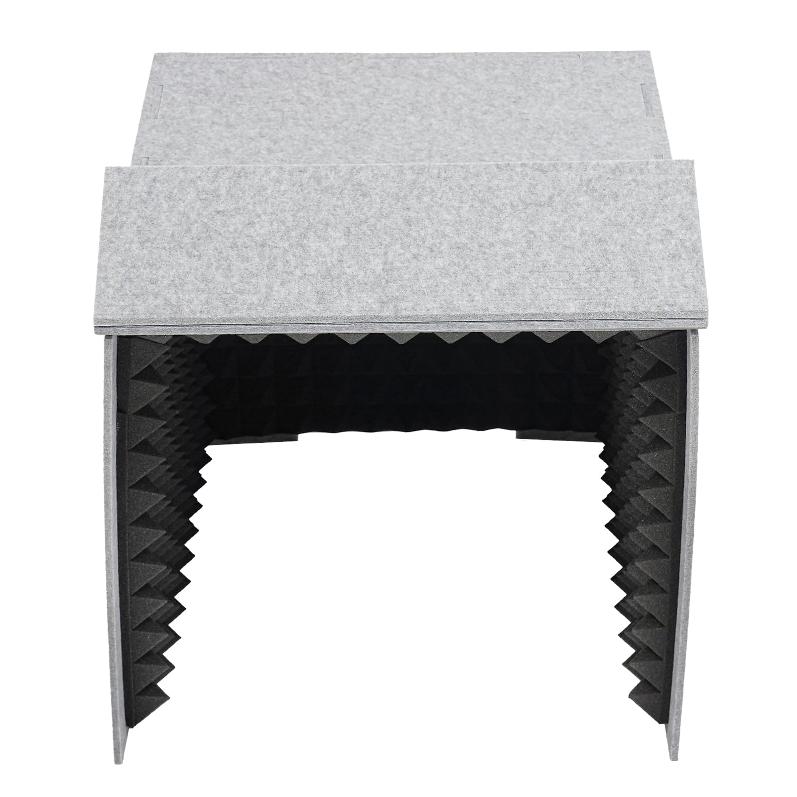 Paneles acústicos, 60 x 60 x 60 cm, placa de espuma de escritorio, cubierta insonorizada portátil, protección de absorción de sonido vocal para salas de estar, salas de juegos (gris, negro)