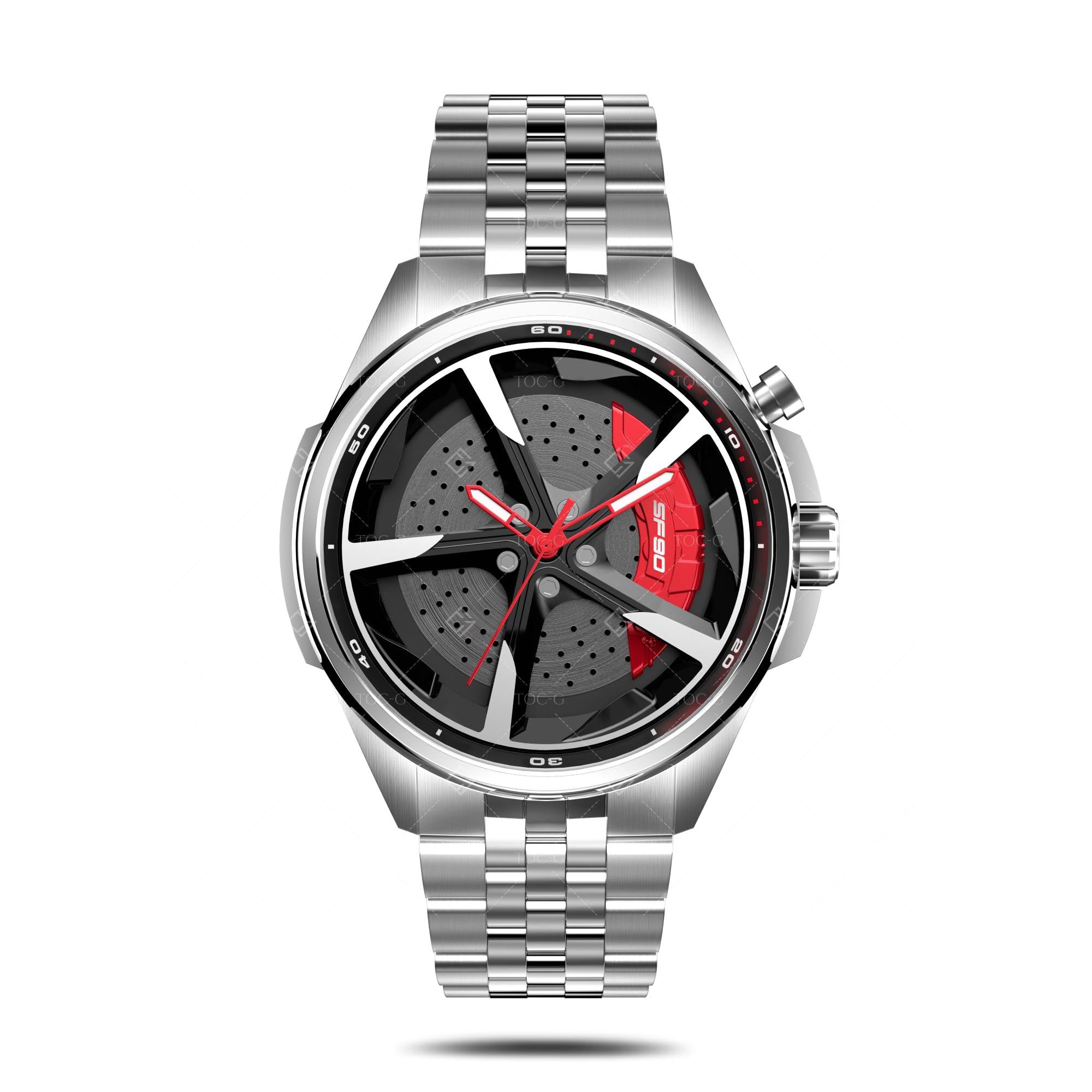 TOC-G SF90 GYRO Mens Watch | with Spinning Wheel and Push Brakes | 304L Stainless Steel with LUMINUOUS Watch Hands (Silver) (B0DFGV3QW5) Amazon Price History, Amazon Price Tracker