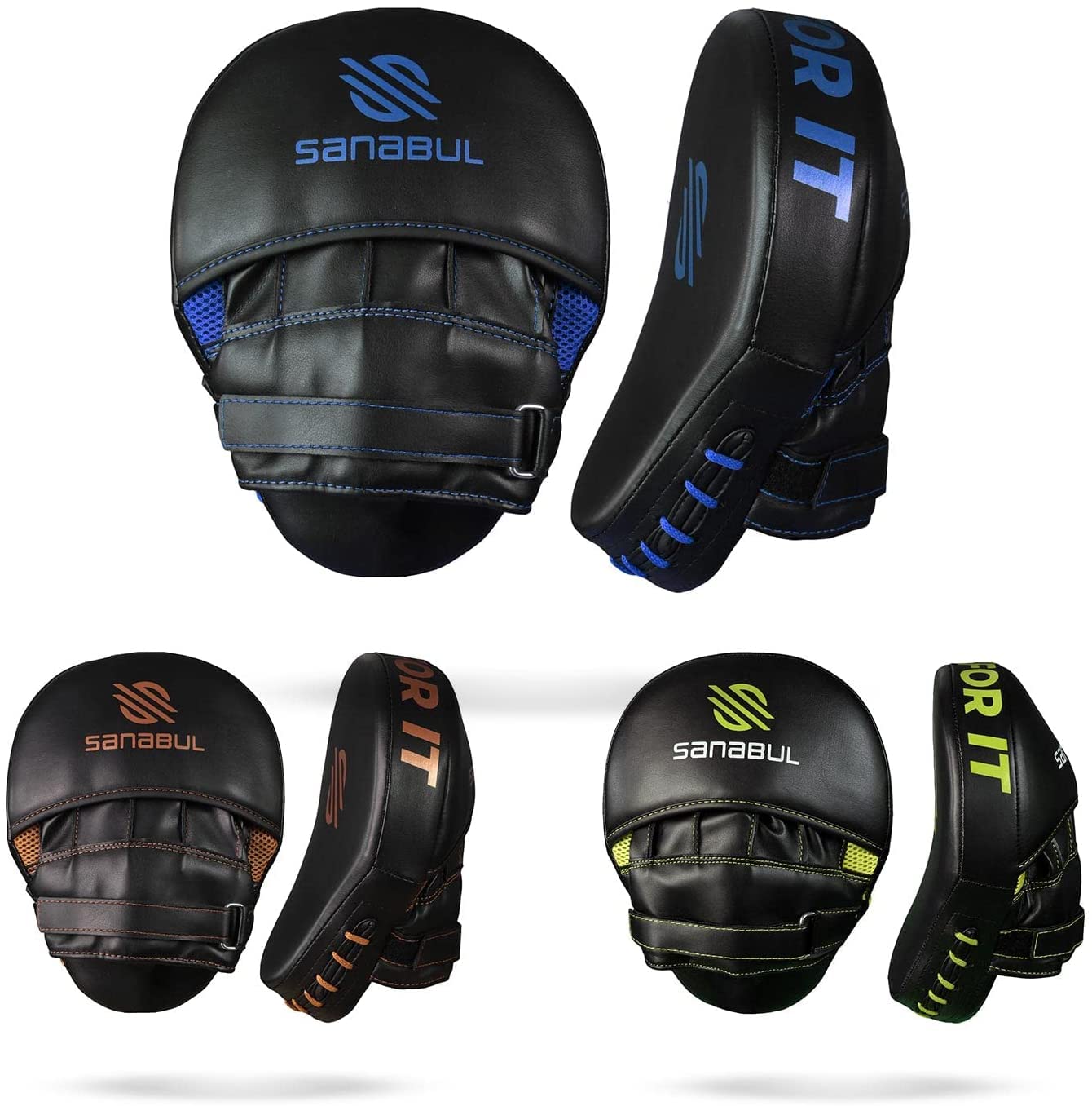 Sanabul Essential Curved Punching Mitts for Boxing, MMA Muay Thai Boxing Pads for Training, Punch Focus Mitts, Hand Pads Sparring Gear, Strike Shield