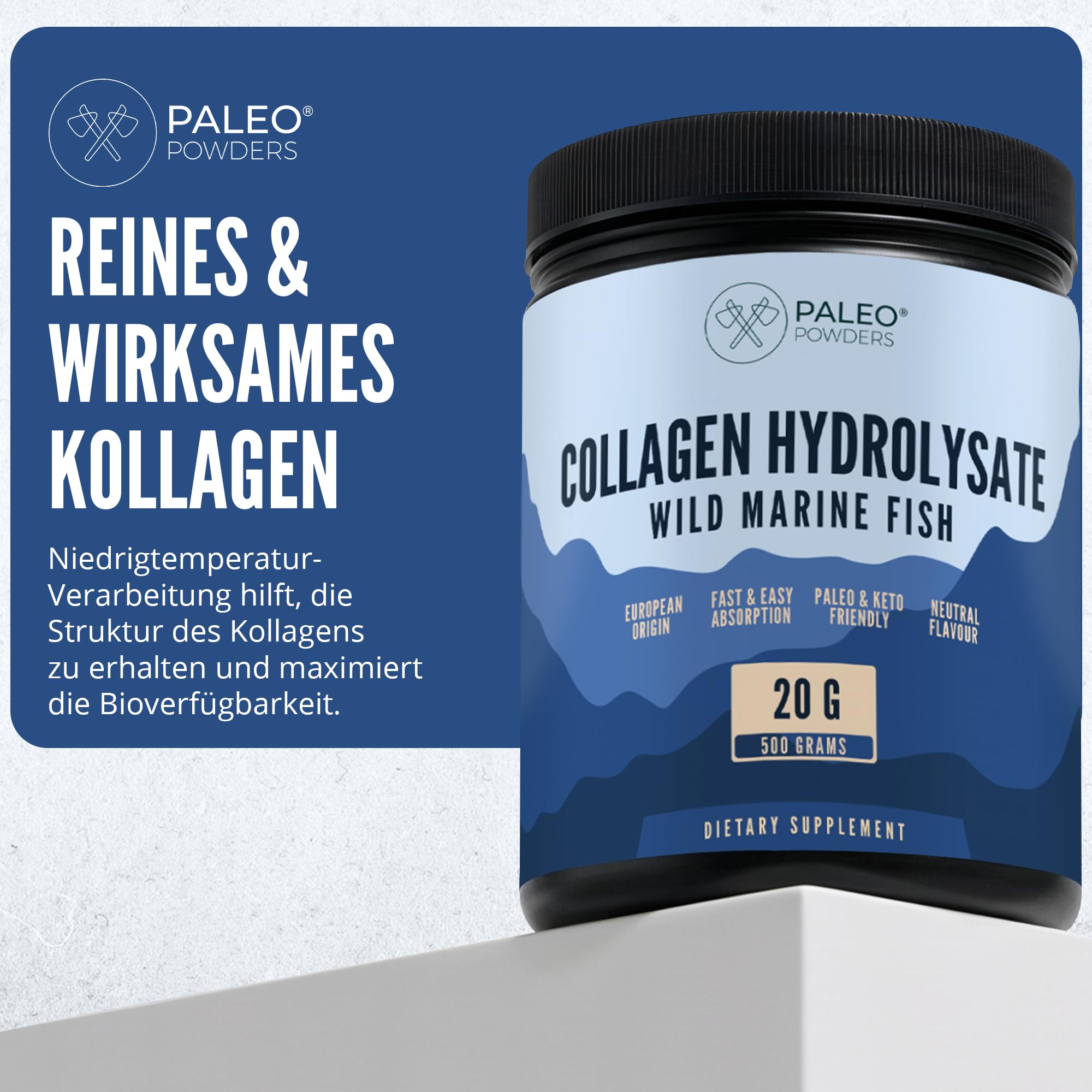Poudre hydrolysate de collagène - Morue sauvage capturée d'Europe - 500 g