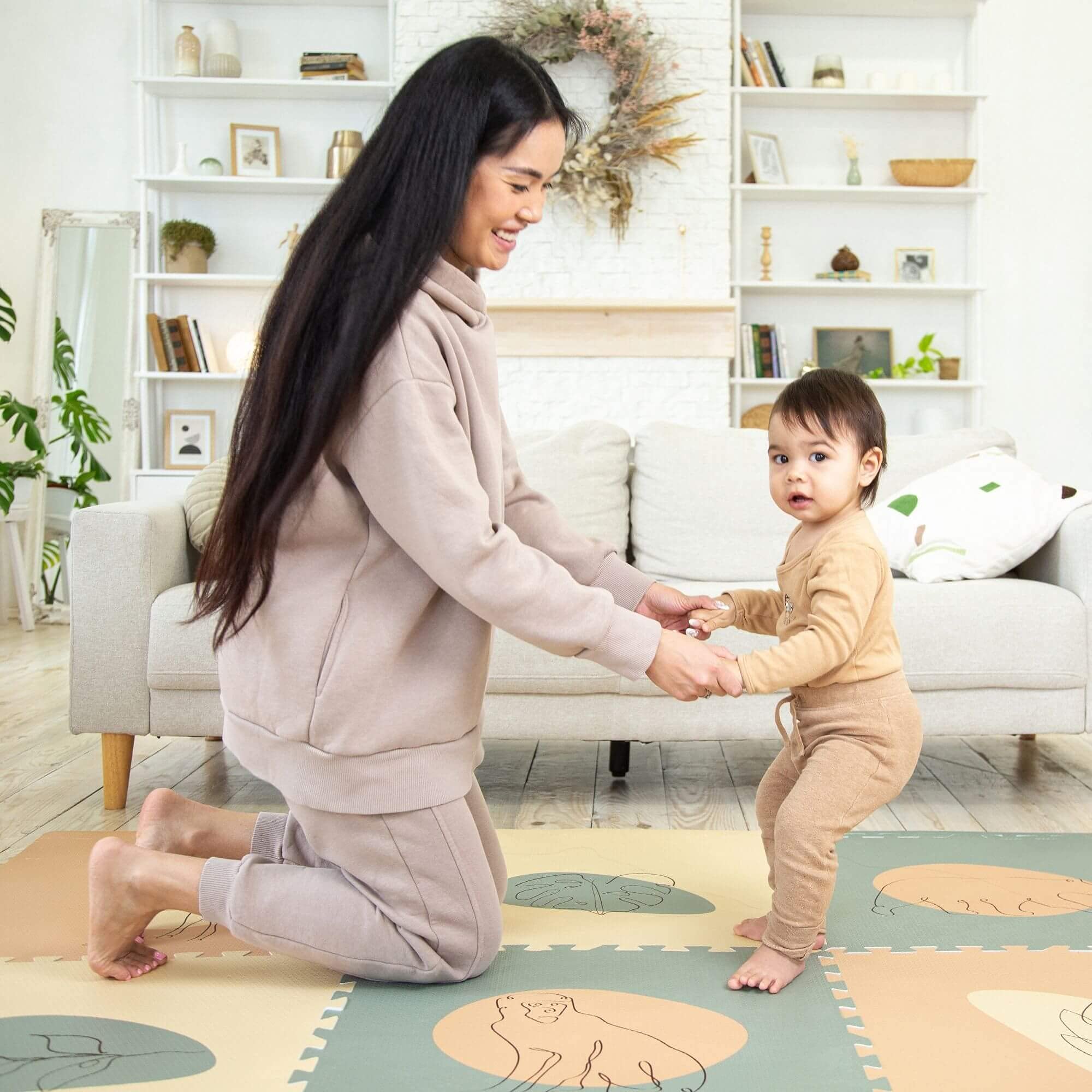 Alfombra Puzzle Suelo Bebe 1,8x1,2m Jungla – 6 XXL-Placas de 60x60cm – 20% Más Gruesa & Suave Alfombra Juegos Bebes Acolchada – Libre de Tóxicos, Sin Olor, Fácil de Limpiar