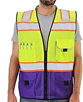 Vista 8 de Chaleco de seguridad Dib Safety reflectante con bolsillos y cremallera, malla de alta visibilidad ANSI Clase 2, fabricado con cinta reflectante 3M