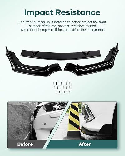 Miniatura 3 de SCITOO Alerón de labio delantero para Infiniti Q50 Sport 2014-2017 negro brillante parachoques delantero labio