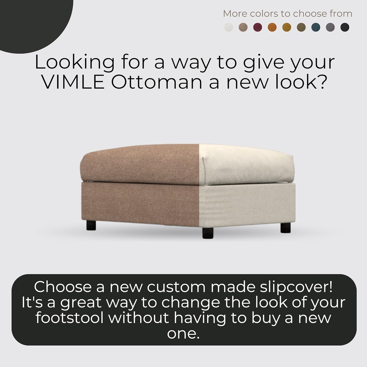 comfortly Cover for Vimle Footstool (Velcro Model), Replacement Slipcover, Heavy Duty 2 pcs Cover, Soft Durable Washable Fabric, Easy to Clean & Replace (Crown - Olive)