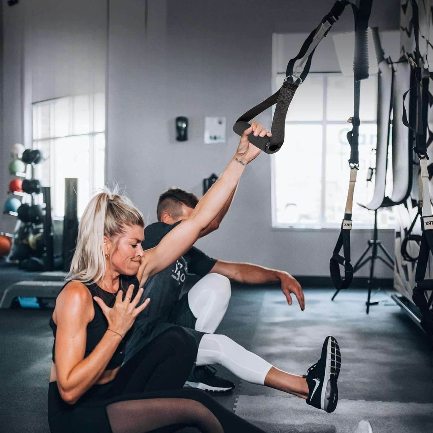 THJOPOKEEL masoe Agarres para Gym, 2 Piezas Asas de Ejercicio, con Dos Hebillas de Puerta de Montañismo. Asas de Ejercicio Resistentes, Accesorios de Agarre para Poleas de...