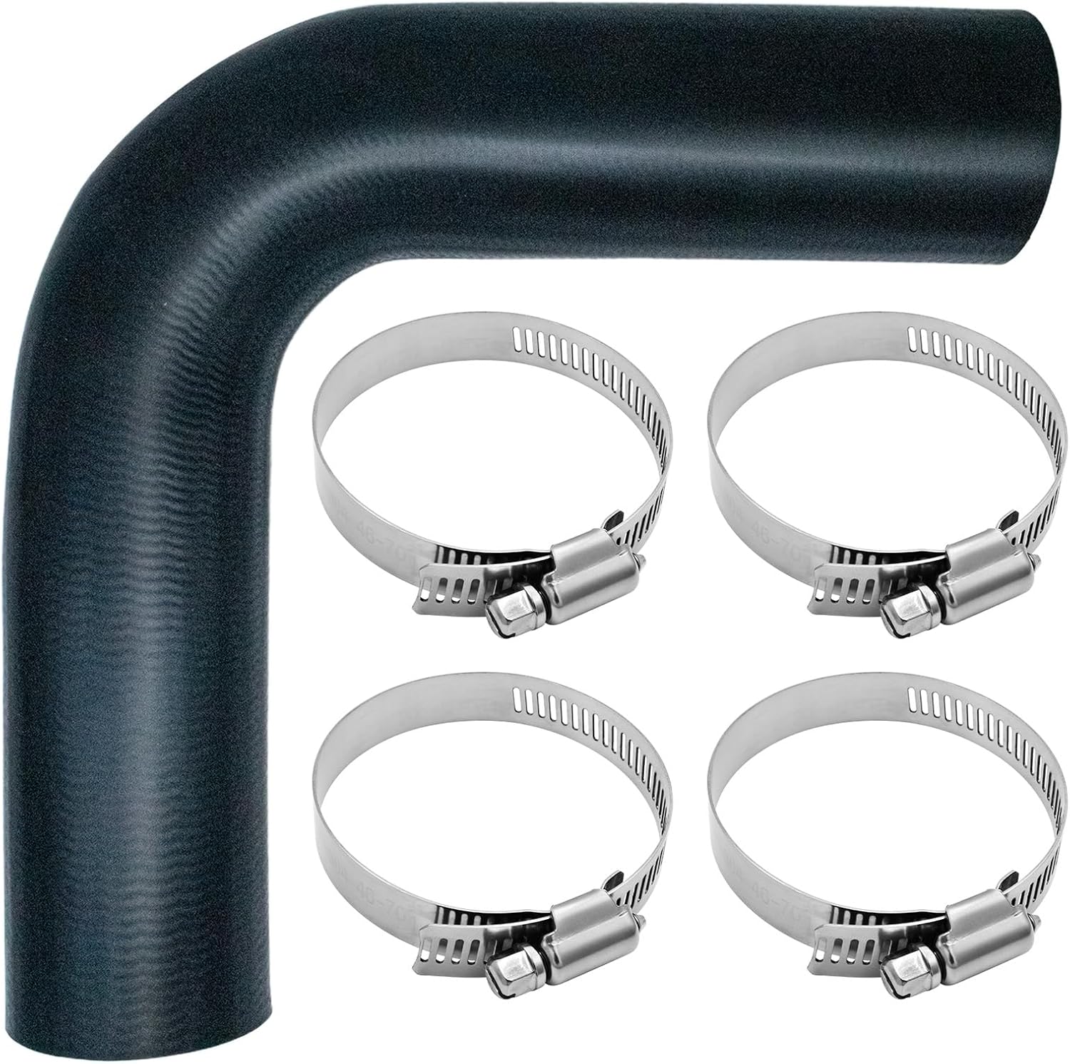 Gasoline Fuel Filler Neck Hose 2 inches Inside 90 degree Reinforced Gas tank (2" ID 12" Long) with 4 Hose Clamps