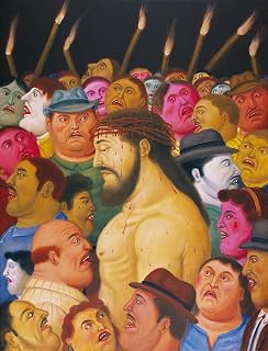 Get Custom Art - Fernando Botero, Jesús y la multitud - Canvas Print Rolled in a Tube, Famous Paintings Wall Art Décor (18x24 inch)